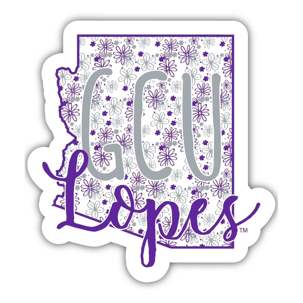 Grand Canyon University Lopes Floral State Die Cut Decal 4-Inch