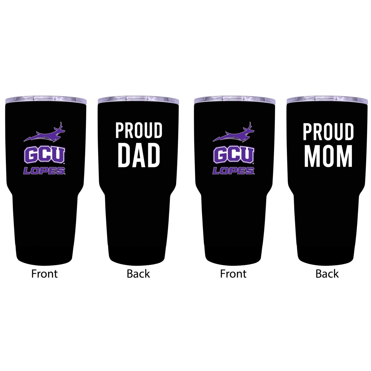 Grand Canyon University Lopes Proud Mom And Dad 24 Oz Insulated Stainless Steel Tumblers 2 Pack Black.