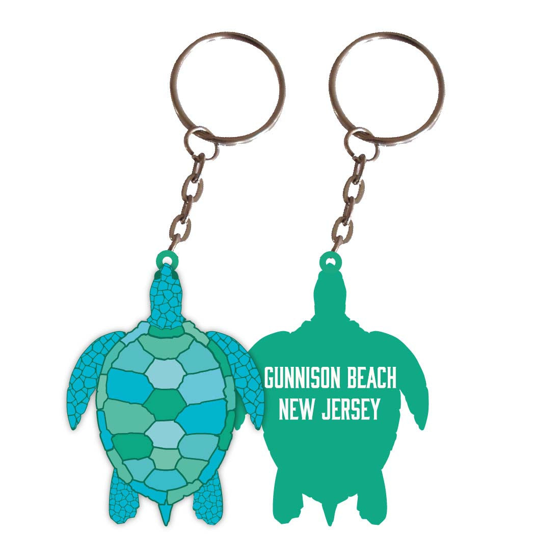 Gunnison Beach New Jersey Turtle Metal Keychain