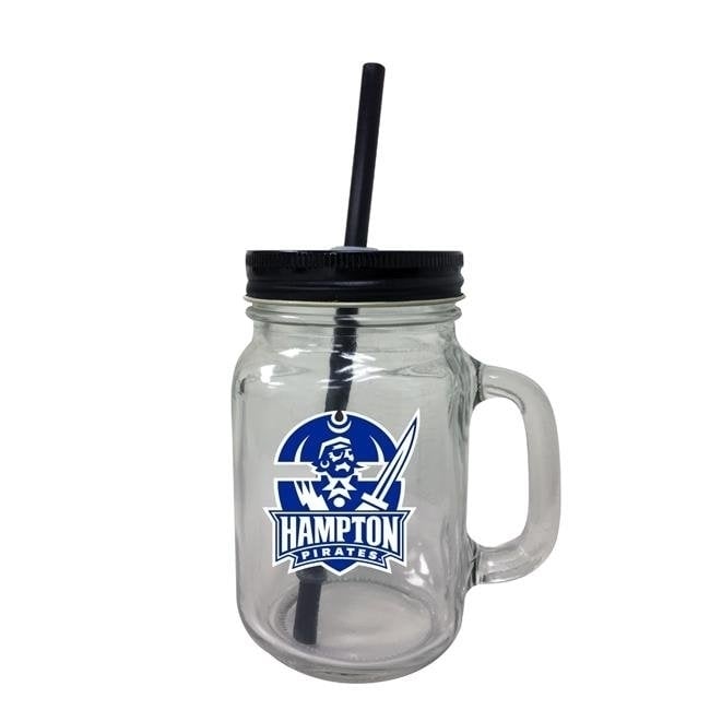 Hampton University Mason Jar Glass