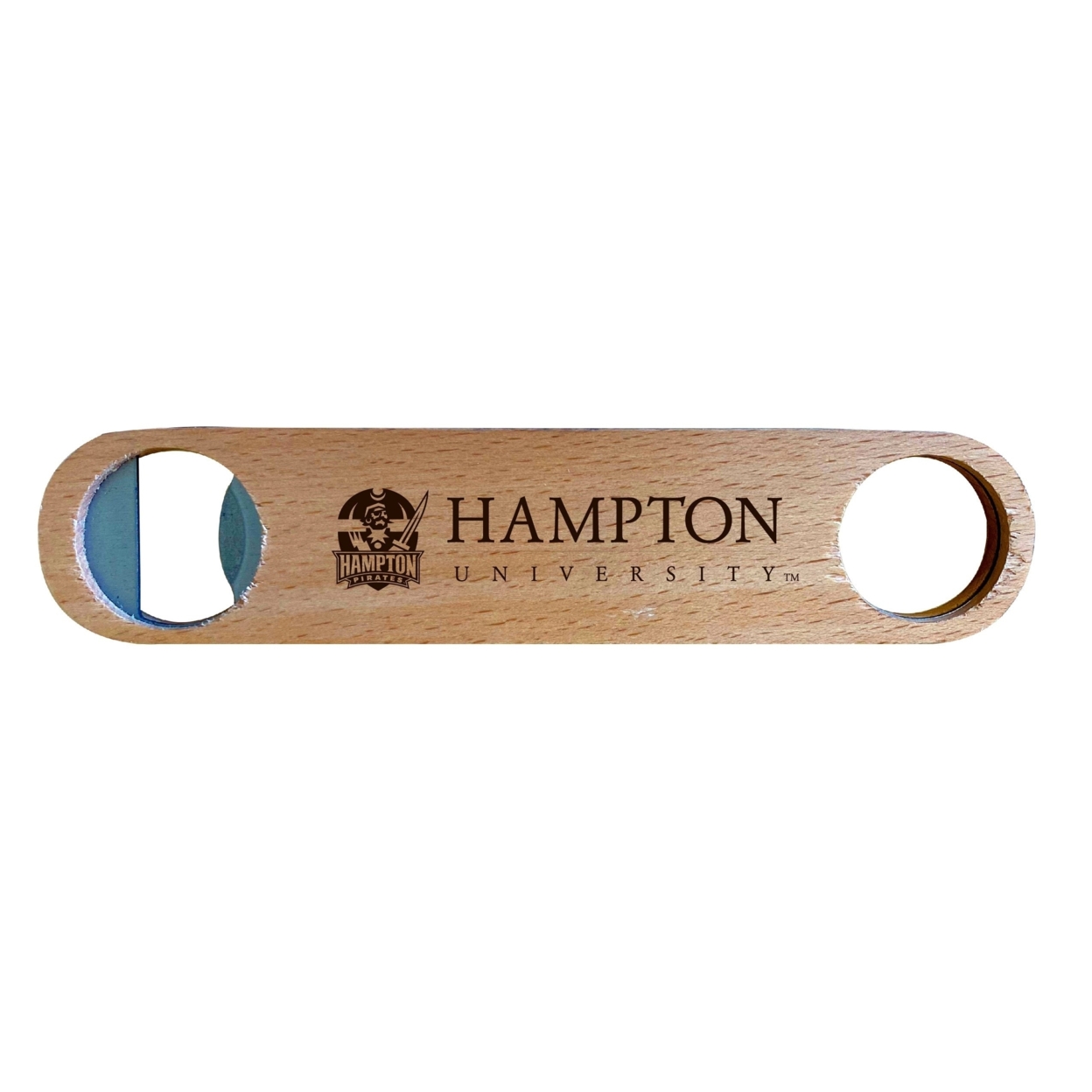 Hampton University Laser Etched Wooden Bottle Opener College Logo Design