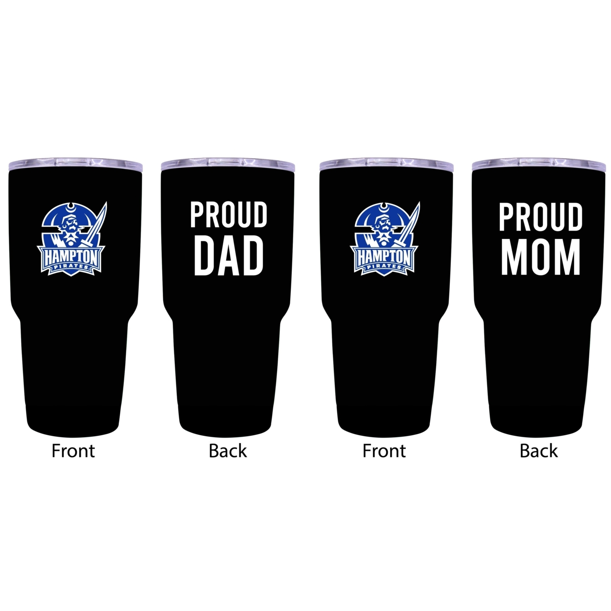 Hampton University Proud Mom And Dad 24 Oz Insulated Stainless Steel Tumblers 2 Pack Black.