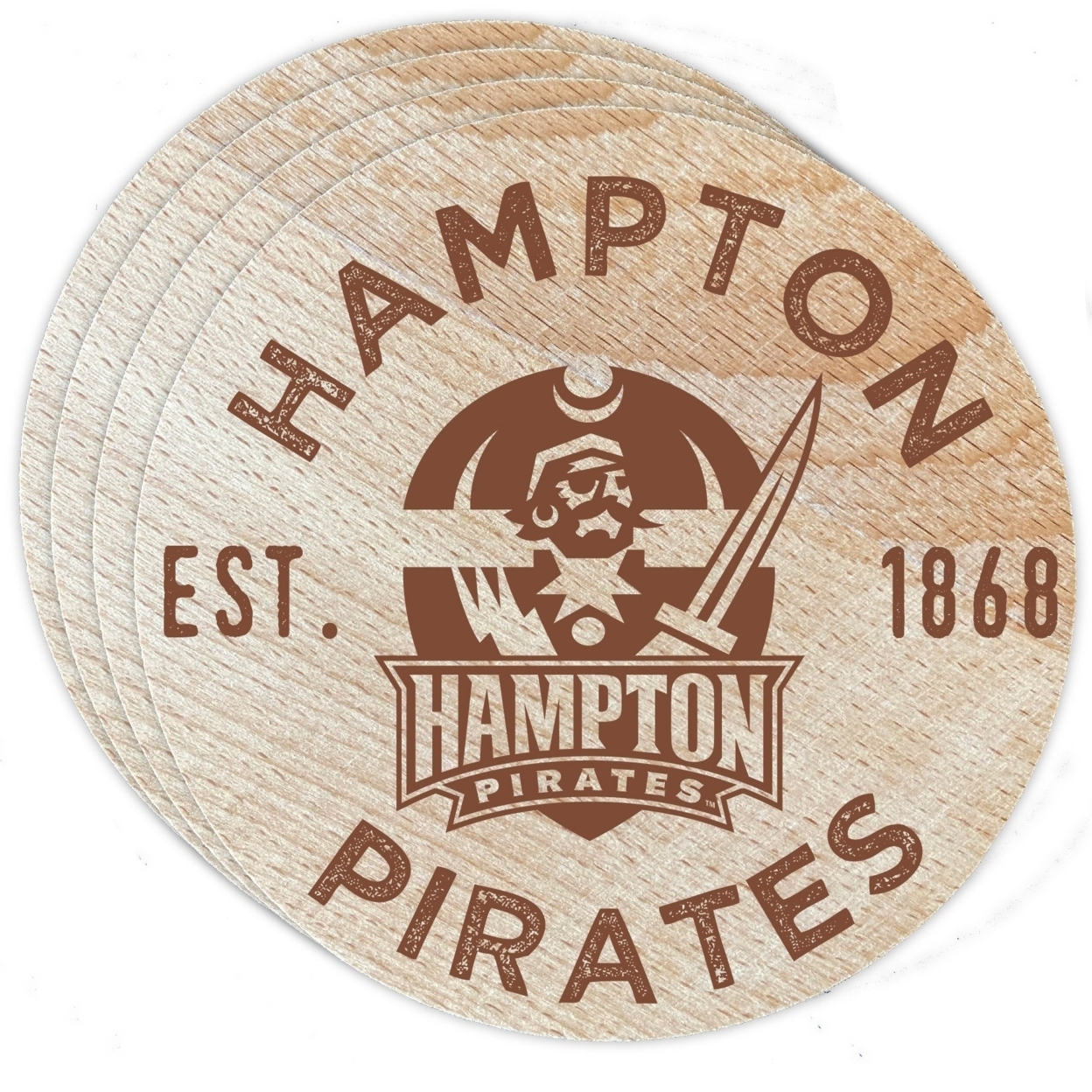 Hampton University Wood Coaster Engraved 4 Pack