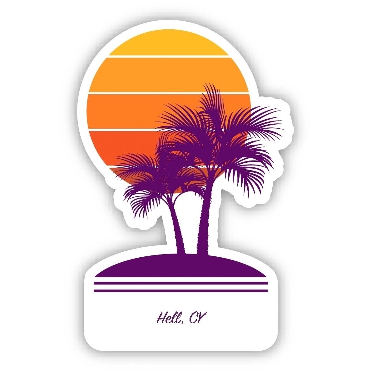 Hell Cayman Islands Souvenir 4 Inch Vinyl Decal Sticker Palm Design