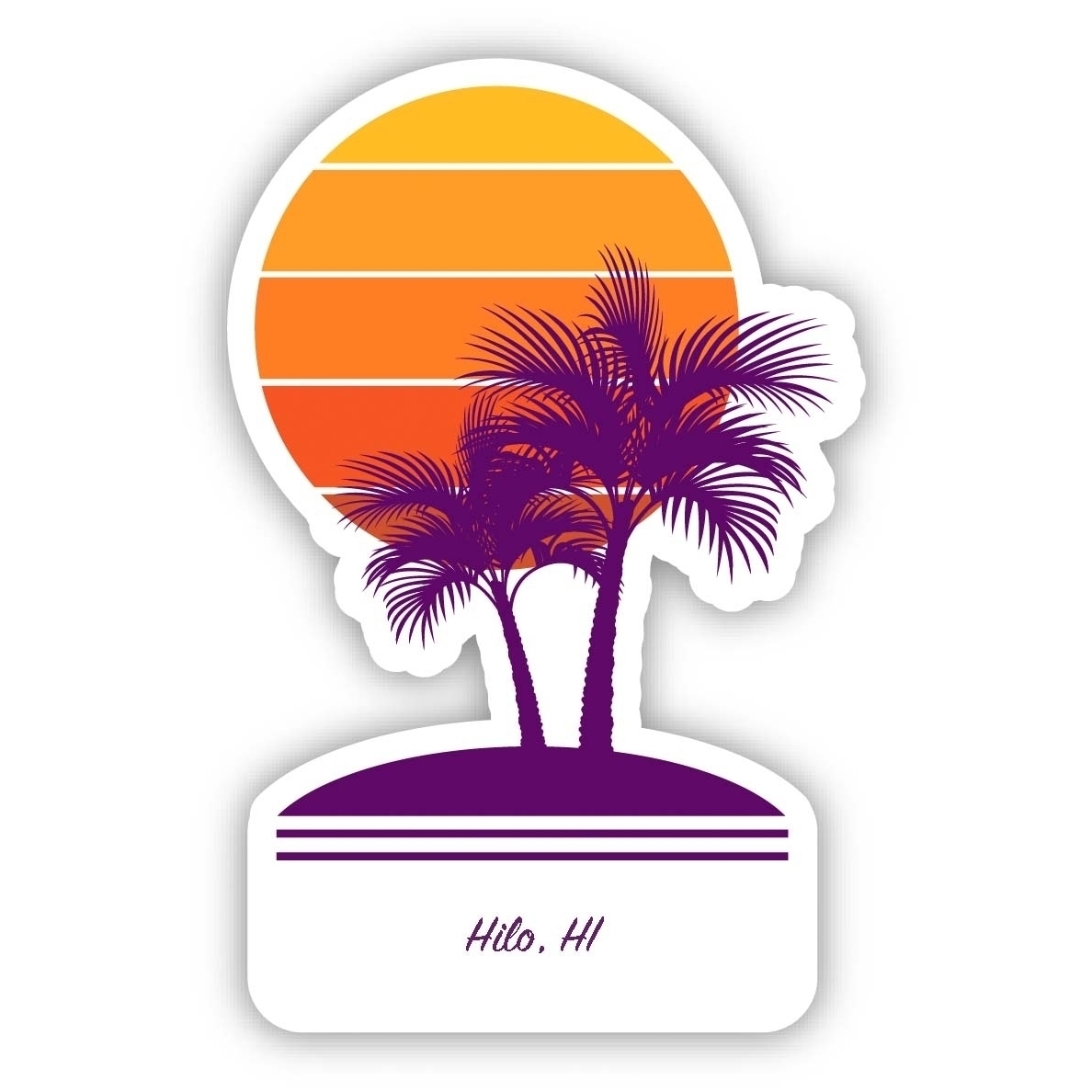 Hilo Hawaii Souvenir 4 Inch Vinyl Decal Sticker Palm Design
