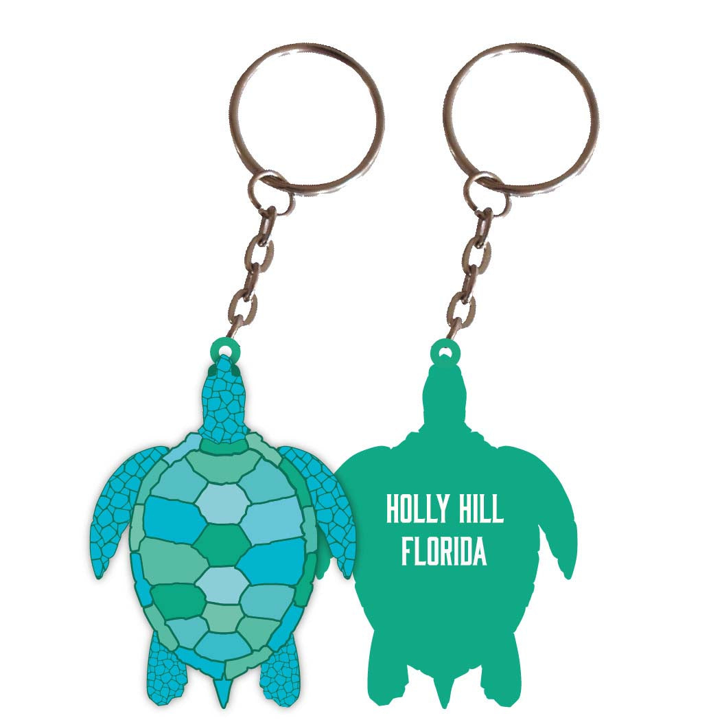 Holly Hill Florida Turtle Metal Keychain