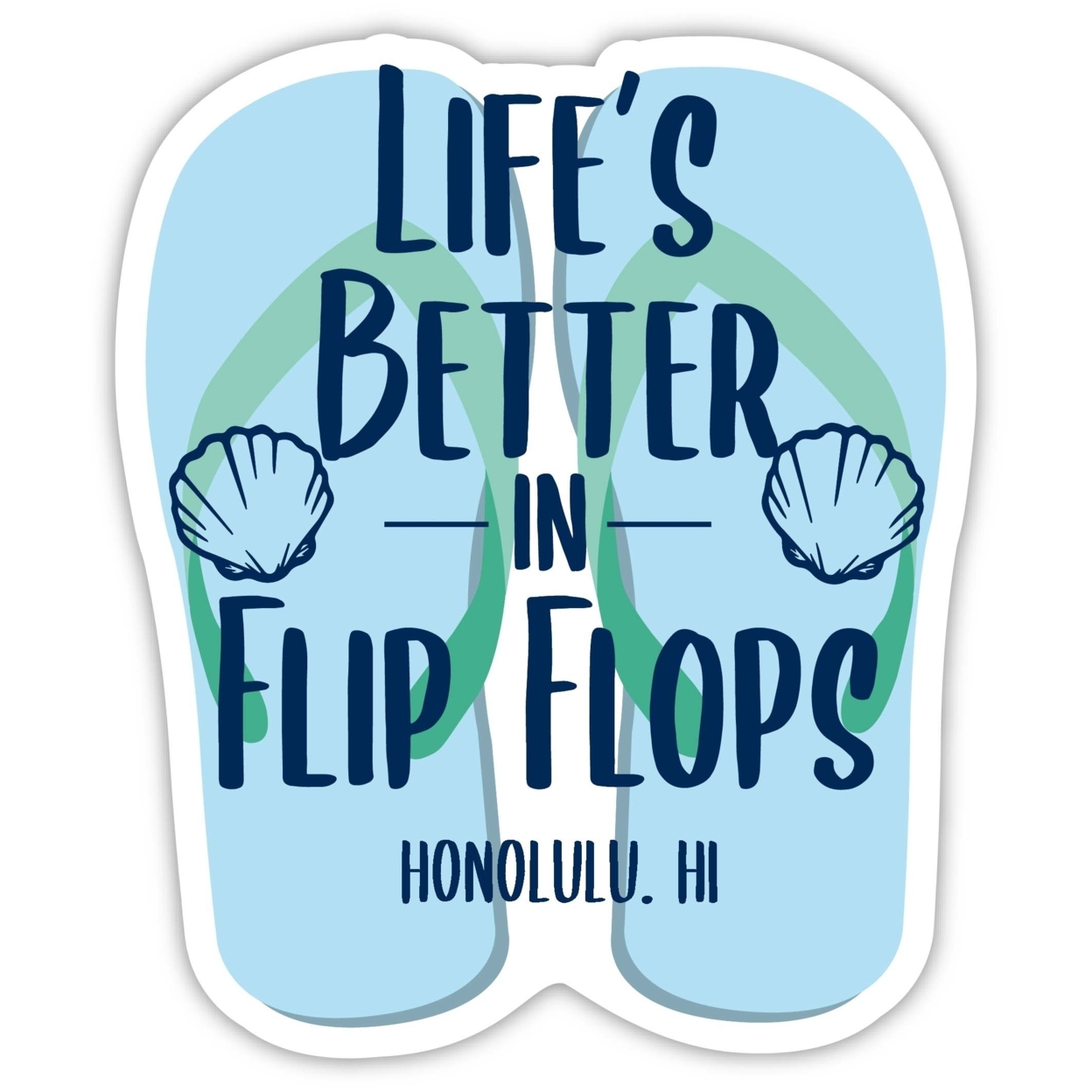 Honolulu Hawaii Souvenir 4 Inch Vinyl Decal Sticker Flip Flop Design