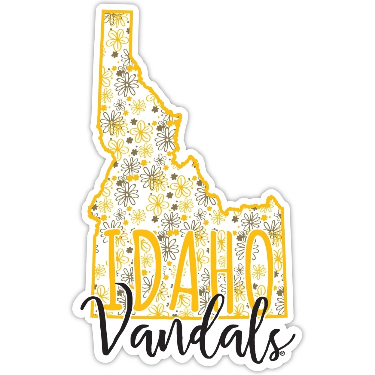 Idaho Vandals Floral State Die Cut Decal 4-Inch