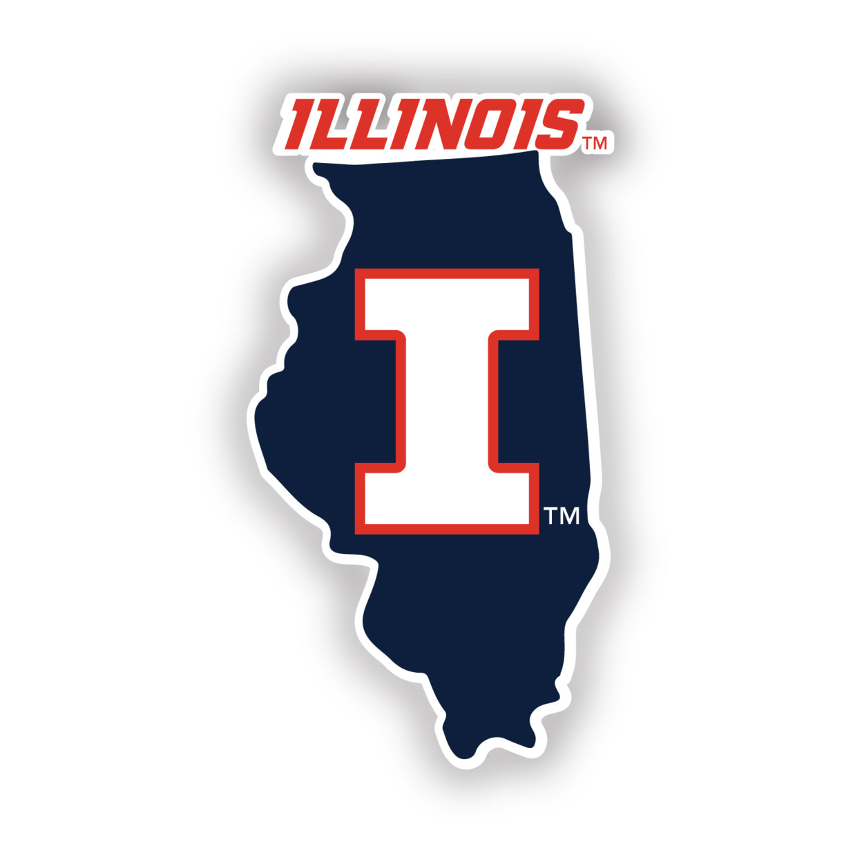 Illinois Fighting Illini 4 Inch State Shape Vinyl Decal Sticker