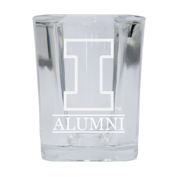 Illinois Fighting Illini Alumni Etched Square Shot Glass