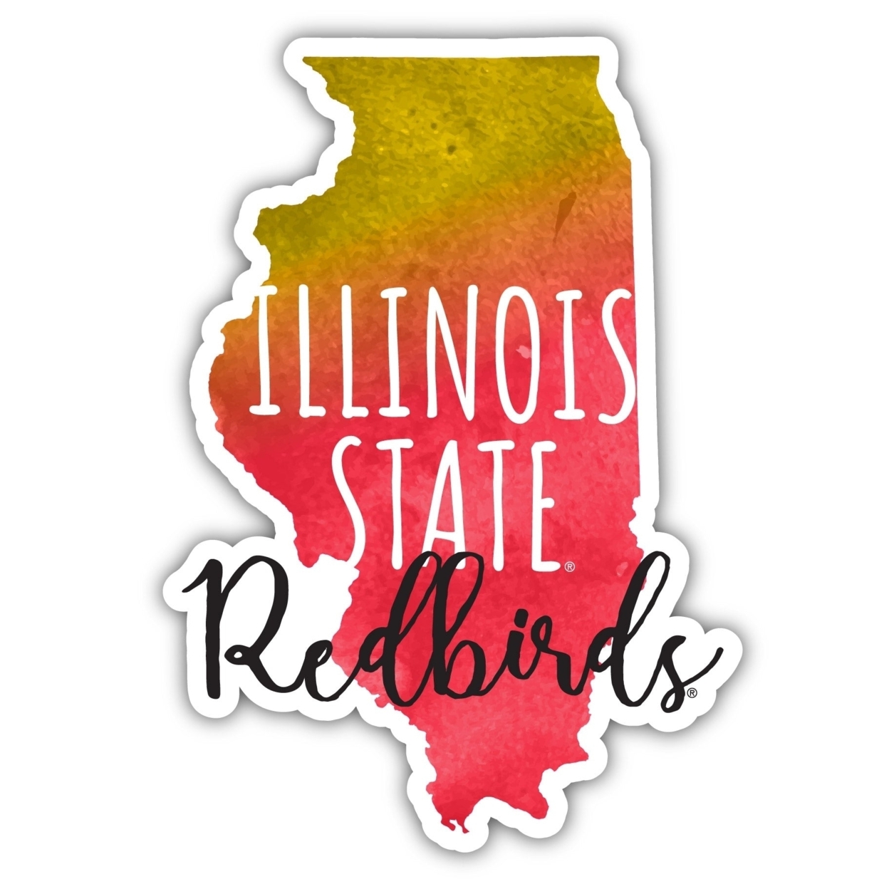 Illinois State Redbirds Watercolor State Die Cut Decal 4-Inch