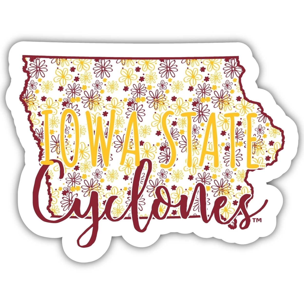Iowa Hawkeyes Floral State Die Cut Decal 4-Inch