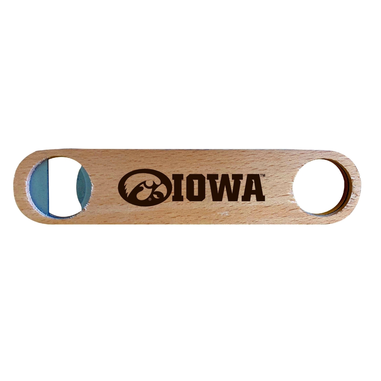 Iowa Hawkeyes Laser Etched Wooden Bottle Opener College Logo Design