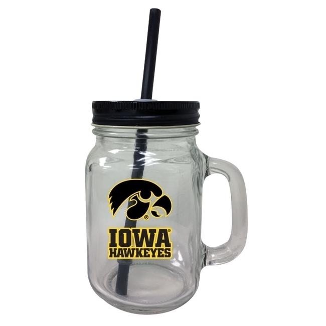 Iowa Hawkeyes Mason Jar Glass