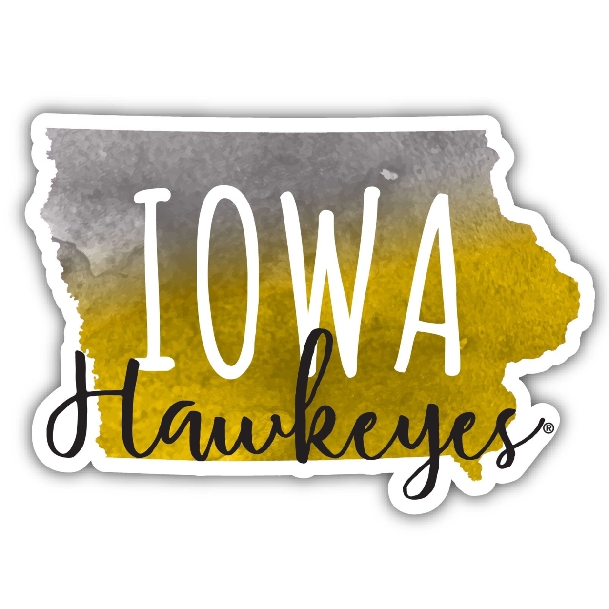 Iowa Hawkeyes Watercolor State Die Cut Decal 4-Inch