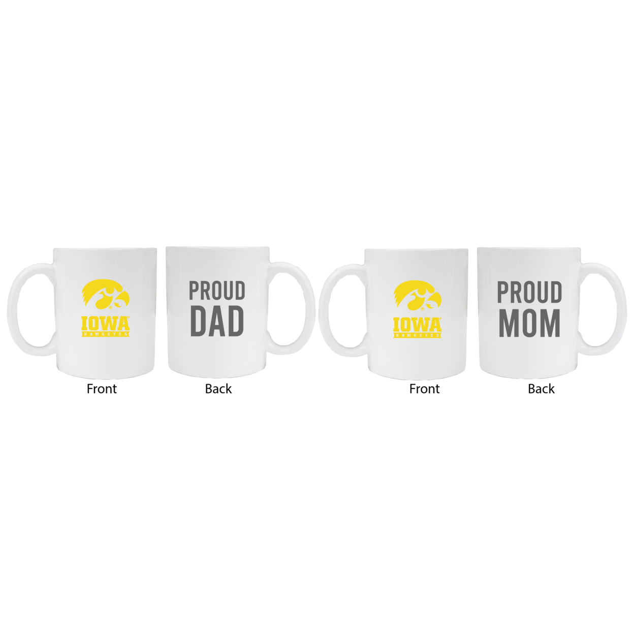 Iowa Hawkeyes Proud Mom And Dad White Ceramic Coffee Mug 2 Pack (White).