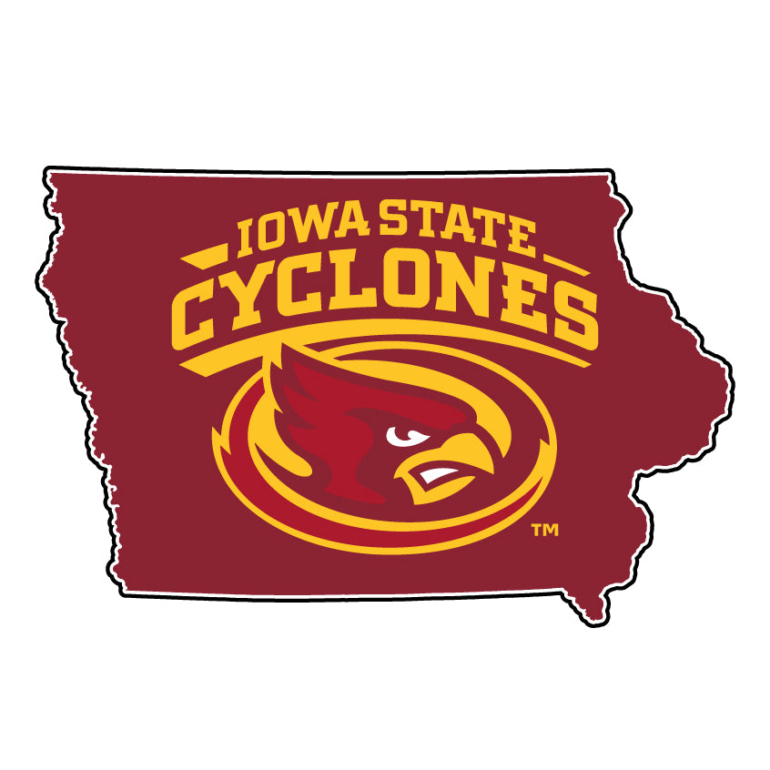 Iowa State Cyclones 4 Inch State Shape Vinyl Decal Sticker