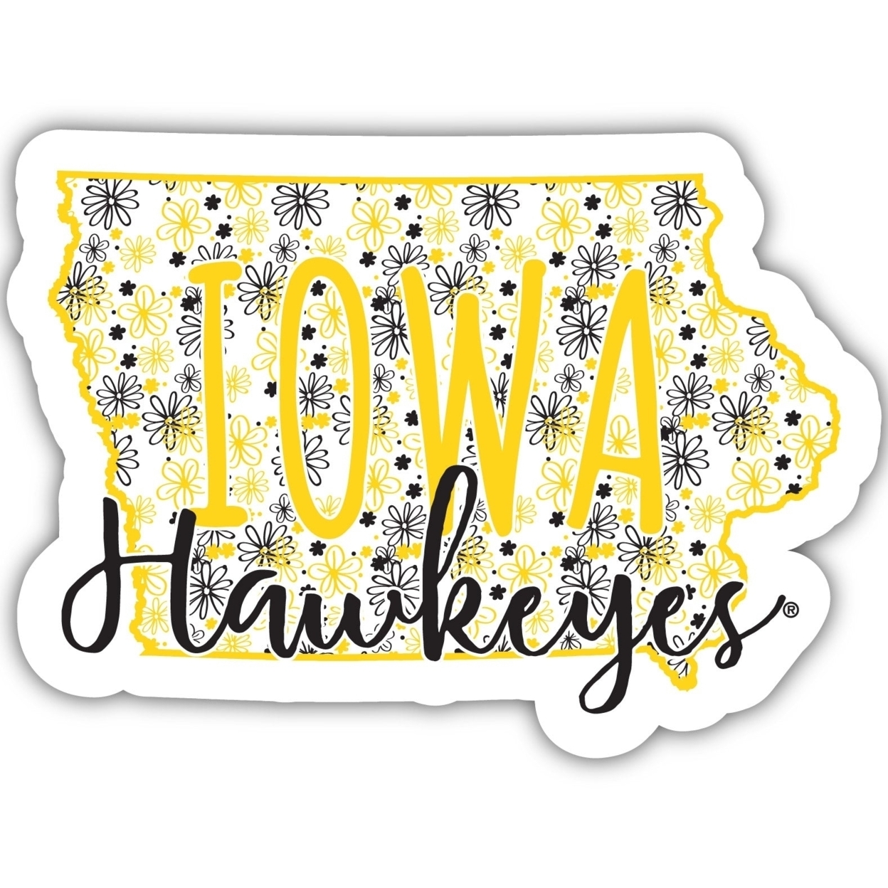 Iowa State Cyclones Floral State Die Cut Decal 4-Inch