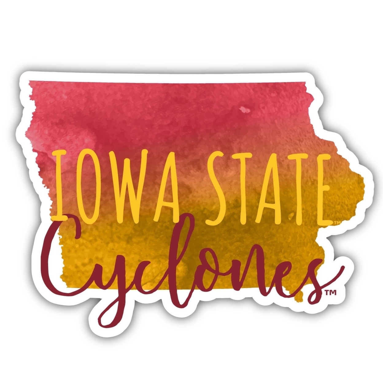 Iowa State Cyclones Watercolor State Die Cut Decal 2-Inch