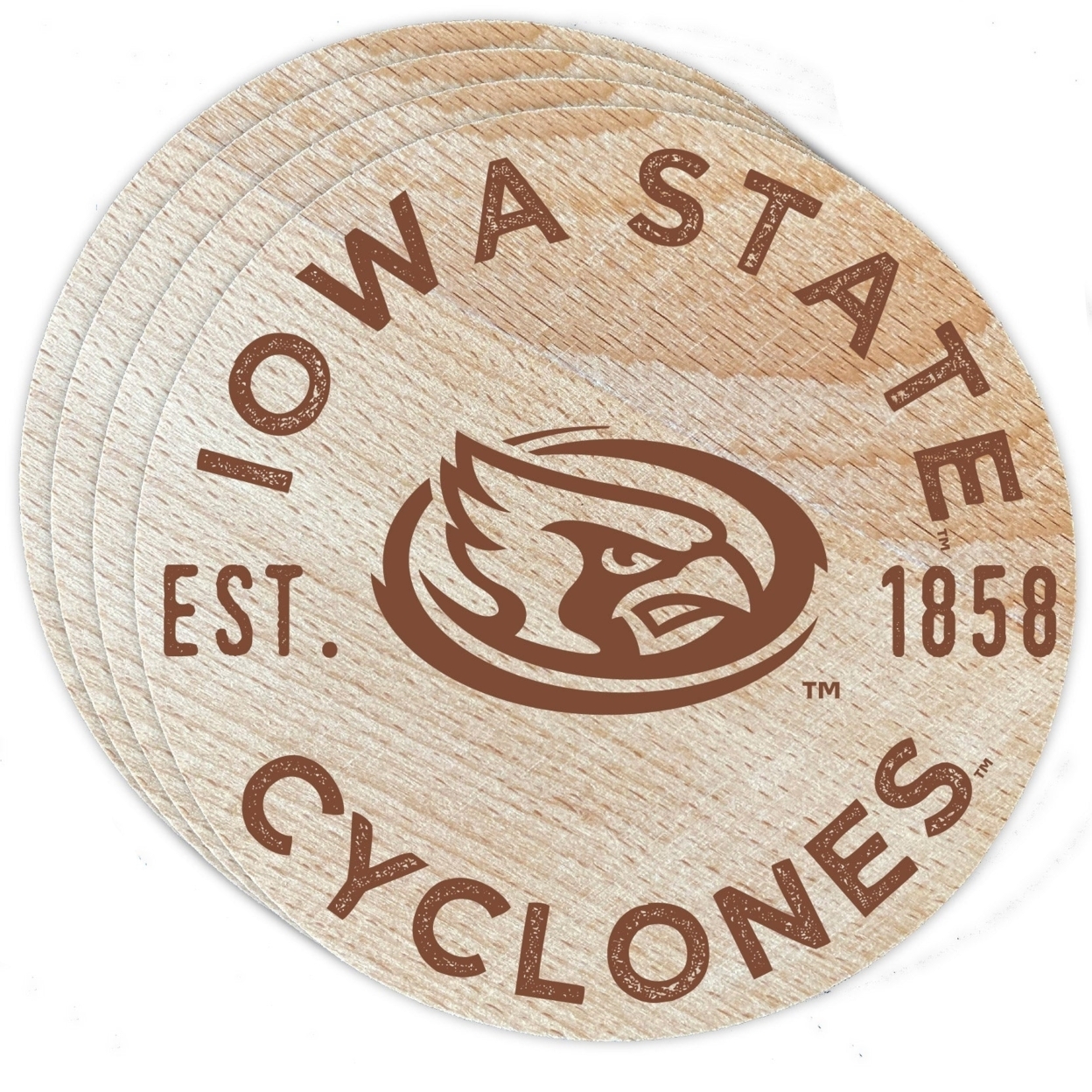 Iowa State Cyclones Wood Coaster Engraved 4 Pack