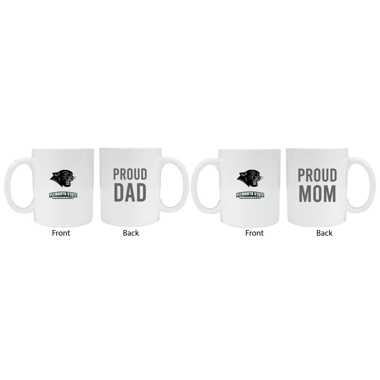 Plymouth State University Proud Mom And Dad White Ceramic Coffee Mug 2 Pack (White).