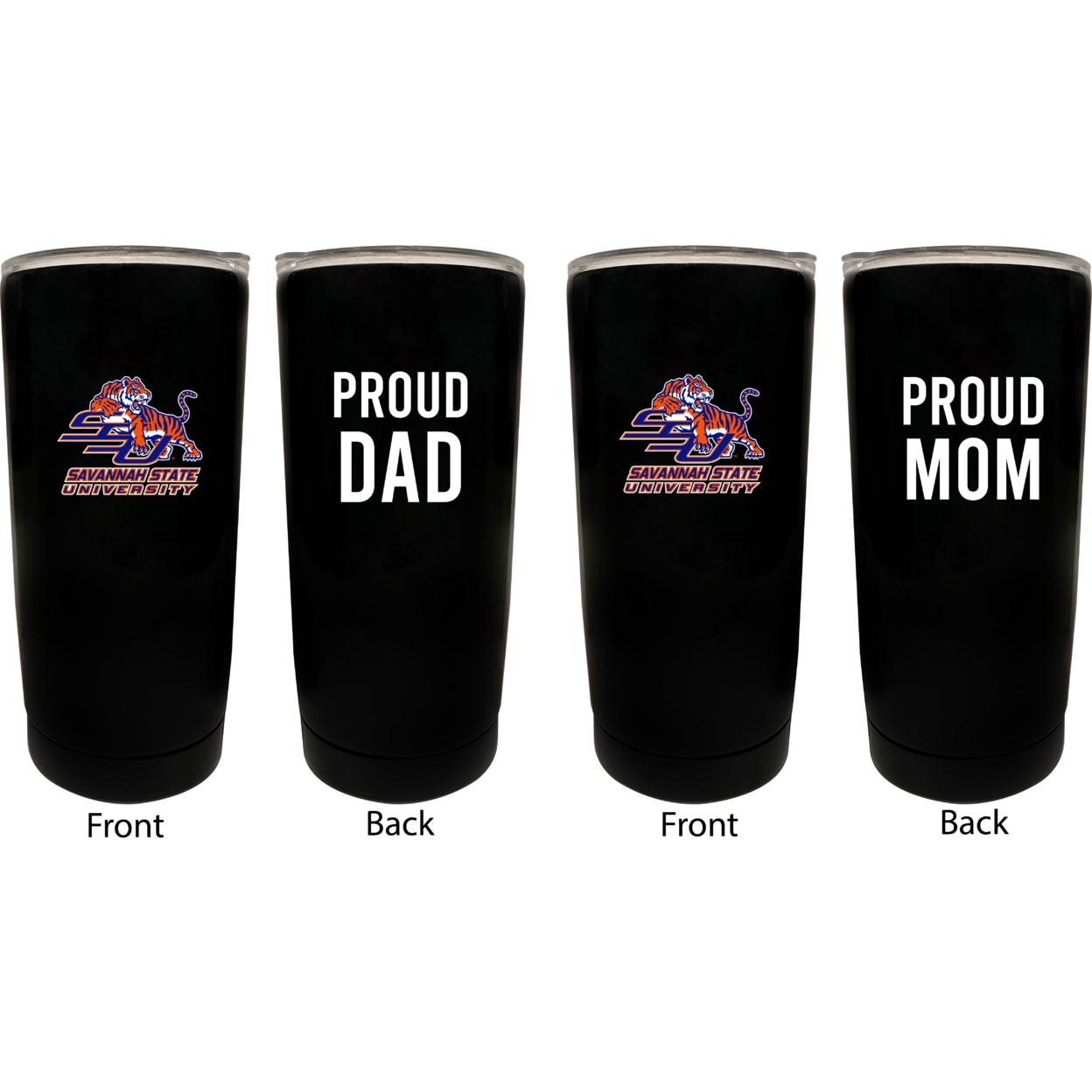 Proud Mom And Dad 16 Oz Insulated Stainless Steel Tumblers 2 Pack Black.
