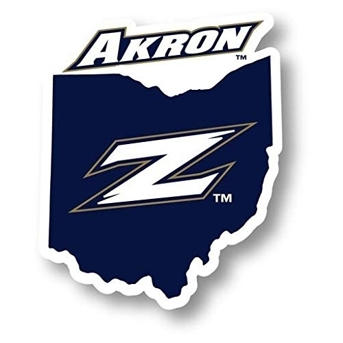 Akron Zips 4 Inch State Shape Vinyl Decal Sticker 4-Pack