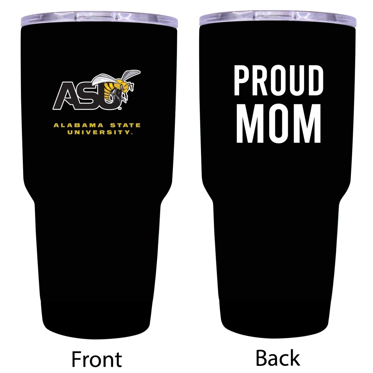 R And R Imports Alabama State University Proud Mom 24 Oz Insulated Stainless Steel Tumblers Black.
