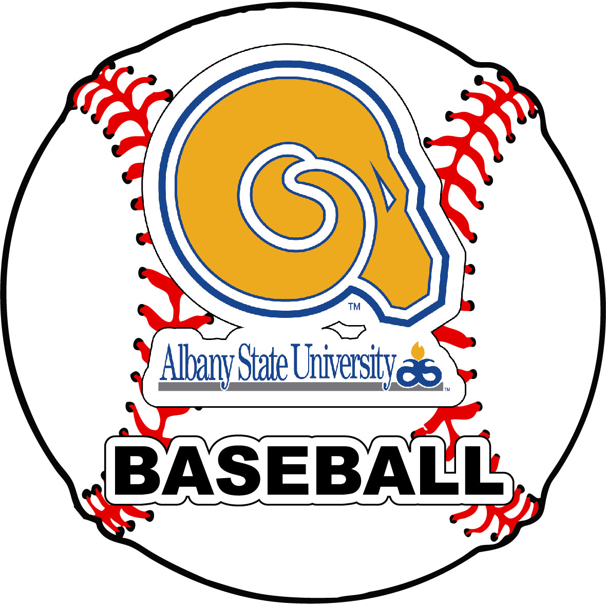 Albany State University 4-Inch Round Baseball Vinyl Decal Sticker