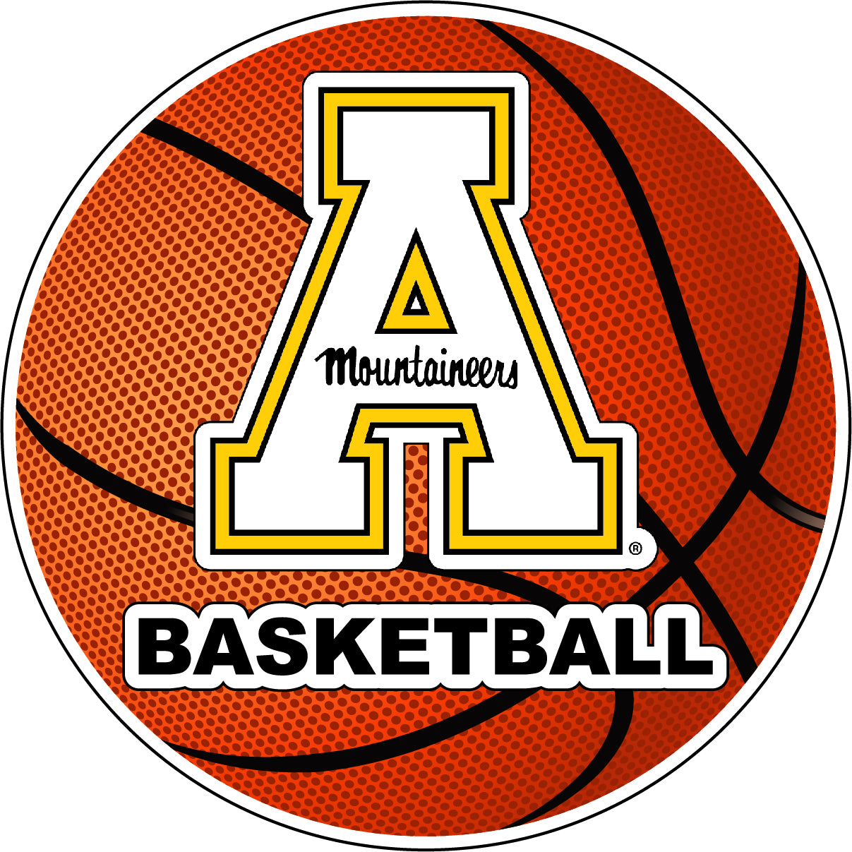 Appalachian State 4-Inch Round Basketball Vinyl Decal Sticker