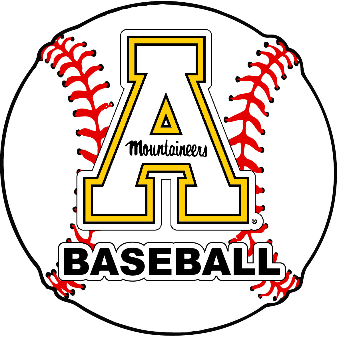 Appalachian State 4-Inch Round Baseball Vinyl Decal Sticker