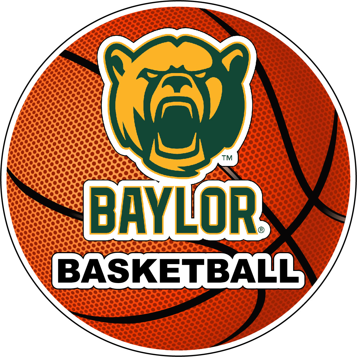 Baylor Bears 4-Inch Round Basketball Vinyl Decal Sticker