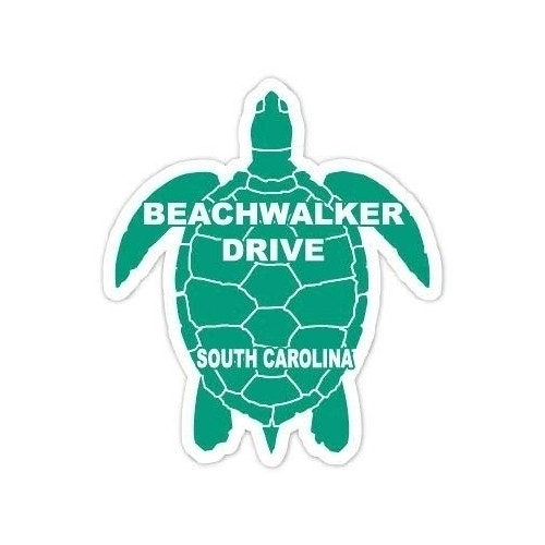 Beachwalker Drive South Carolina Souvenir 4 Inch Green Turtle Shape Decal Sticke