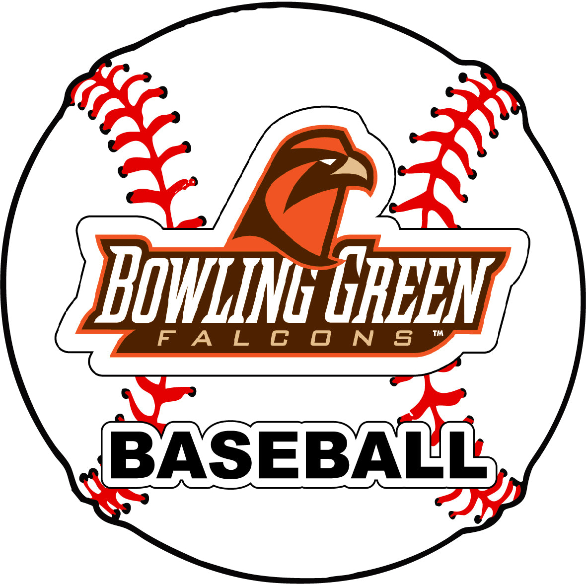 Bowling Green Falcons 4-Inch Round Baseball Vinyl Decal Sticker