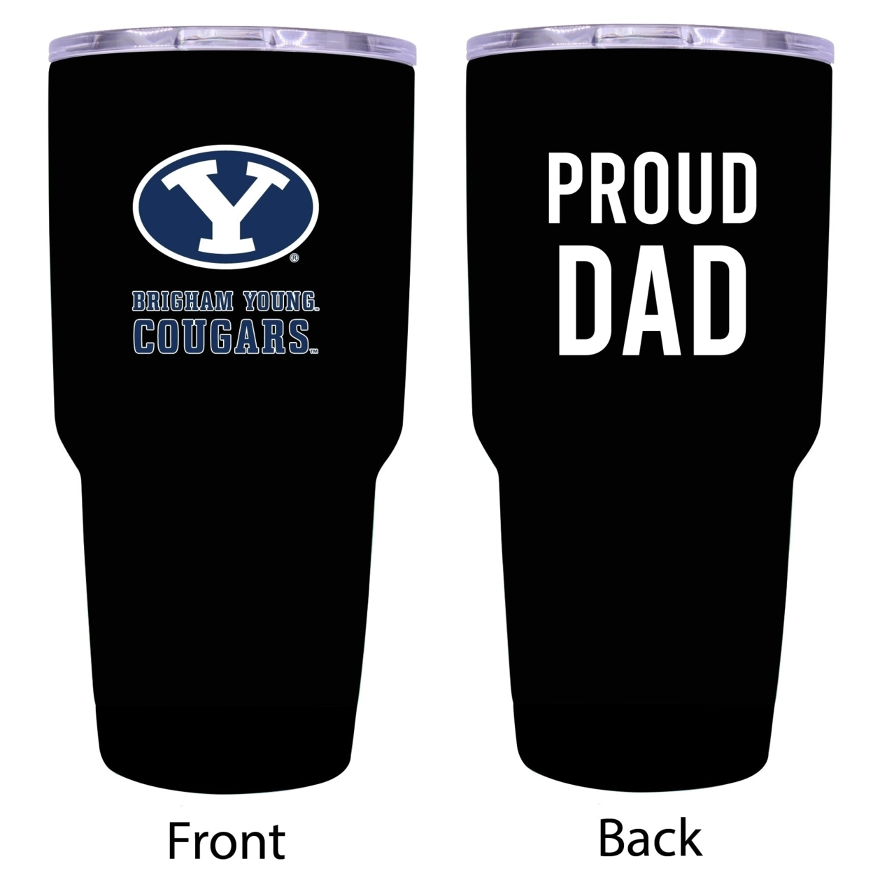 Brigham Young Cougars Proud Dad 24 Oz Insulated Stainless Steel Tumblers Black.