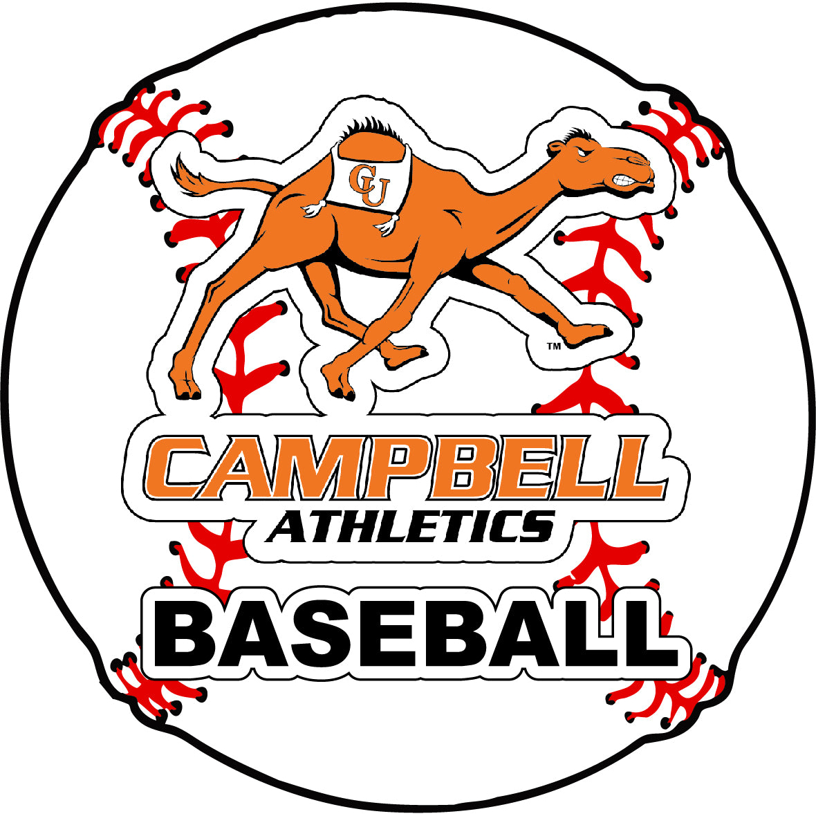 Campbell University Fighting Camels 4-Inch Round Baseball Vinyl Decal Sticker