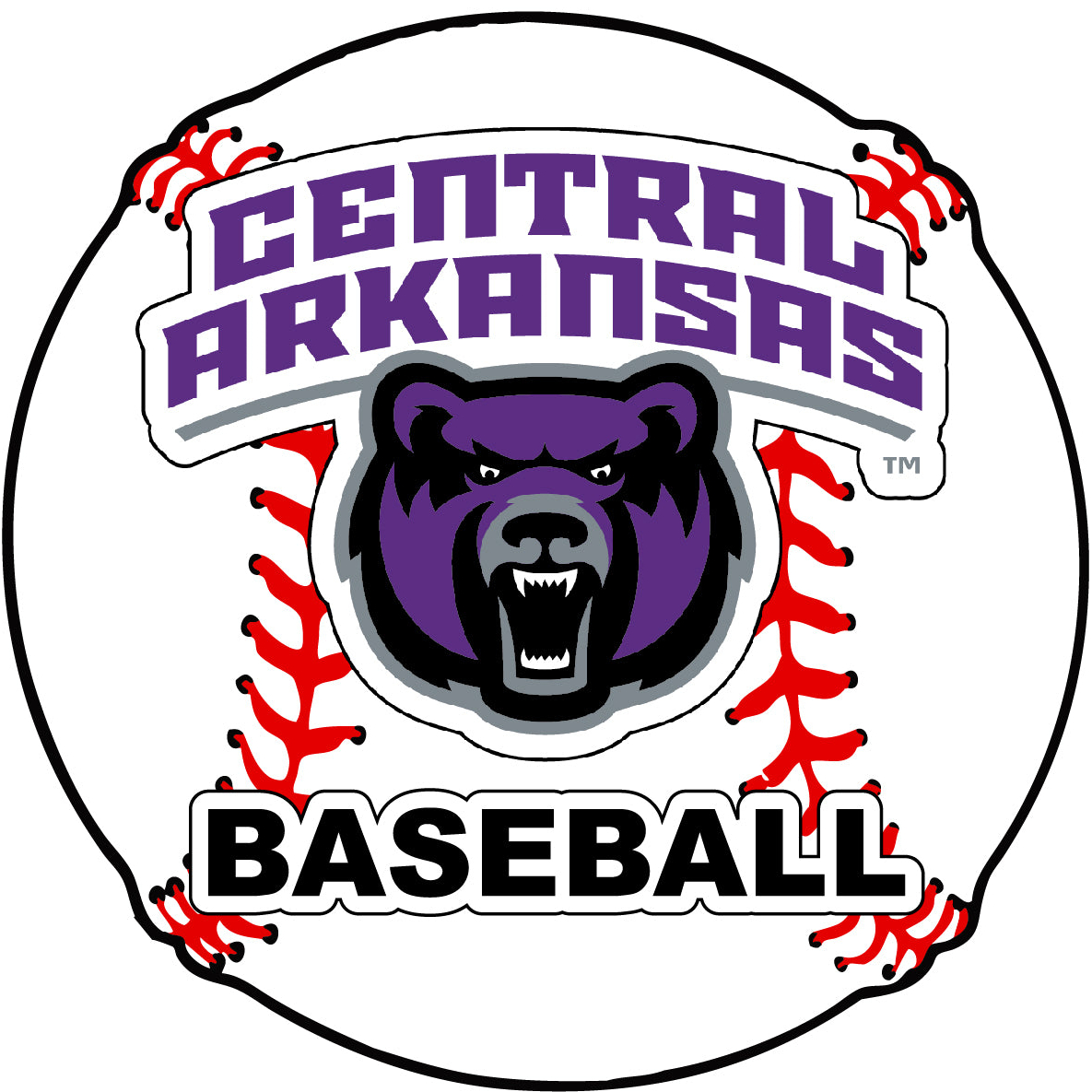 Central Arkansas Bears 4-Inch Round Baseball Vinyl Decal Sticker