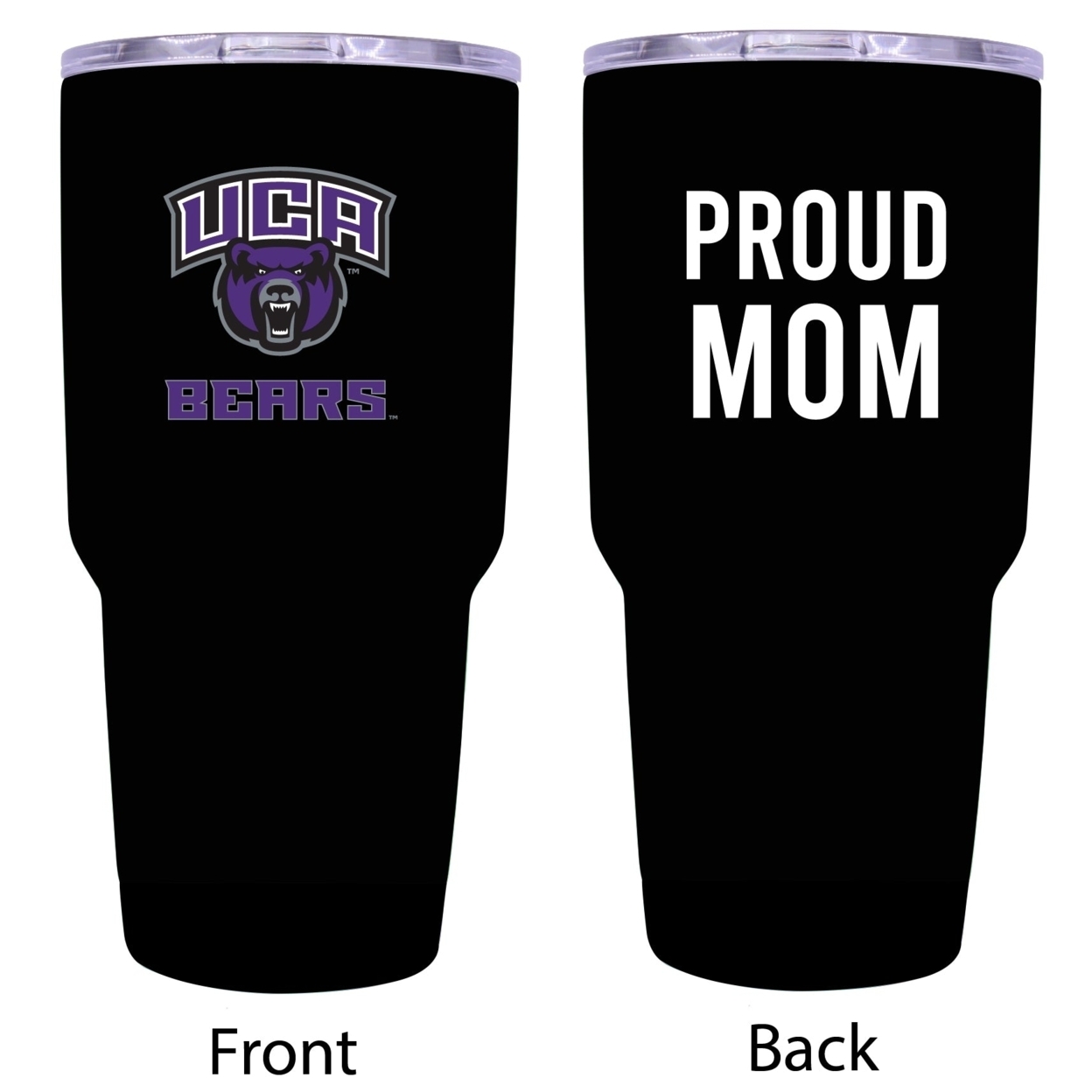 Central Arkansas Bears Proud Mom 24 Oz Insulated Stainless Steel Tumblers Black.