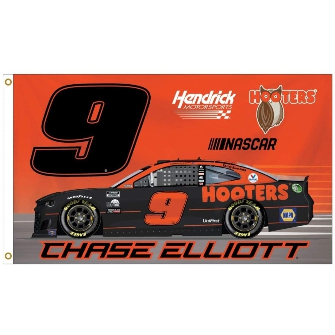 R And R Imports Chase Elliott #9 Hooters Throwback 3' X 5' One Sided Car Flag New For 2021