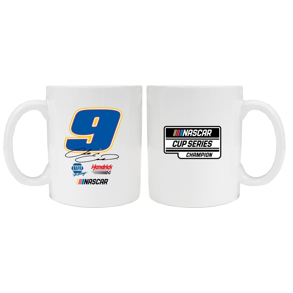 Chase Elliott #9 NASCAR 2020 Champion Ceramic White Mug New For 2020 2-Pack (White).