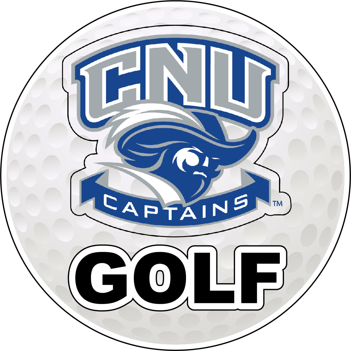 Christopher Newport Captains 4-Inch Round Golf Ball Vinyl Decal Sticker