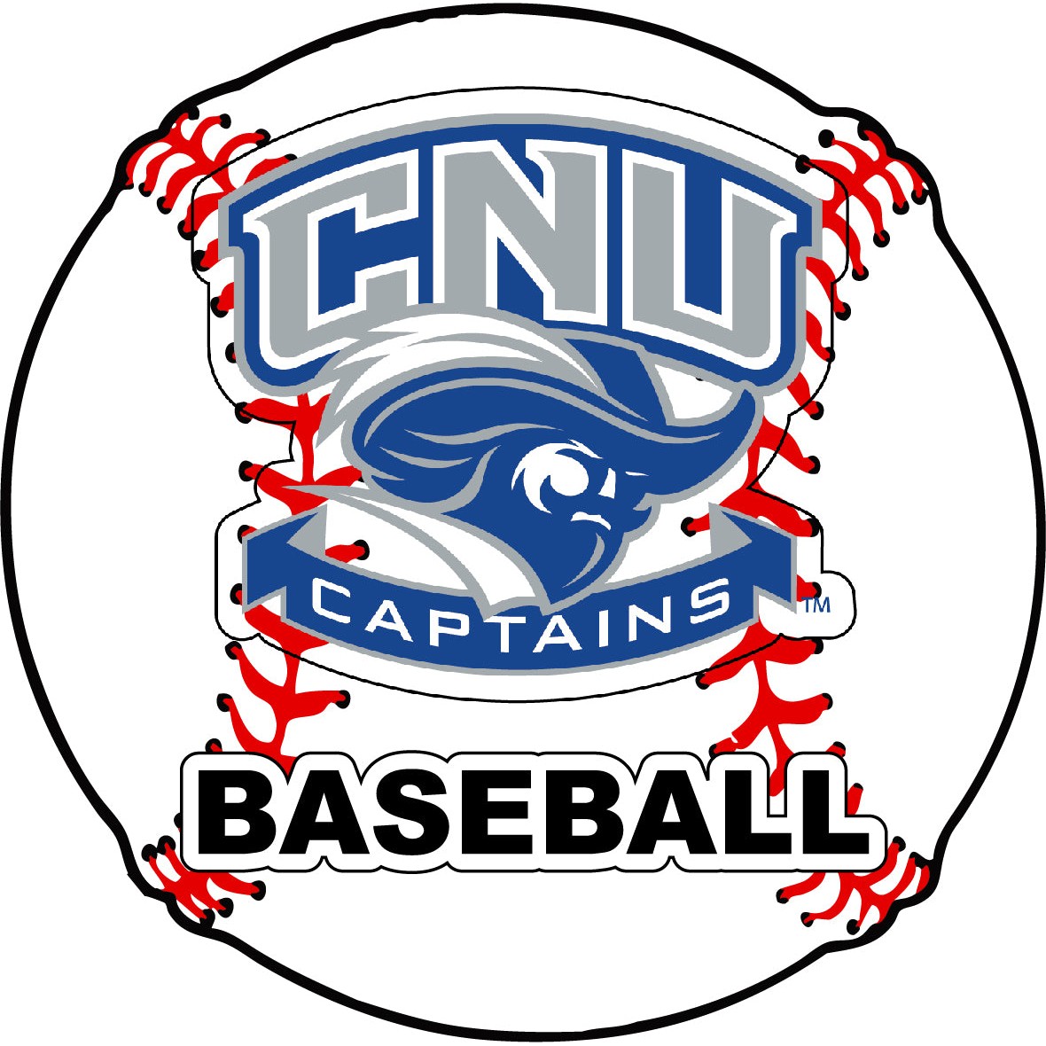 Christopher Newport Captains 4-Inch Round Baseball Vinyl Decal Sticker