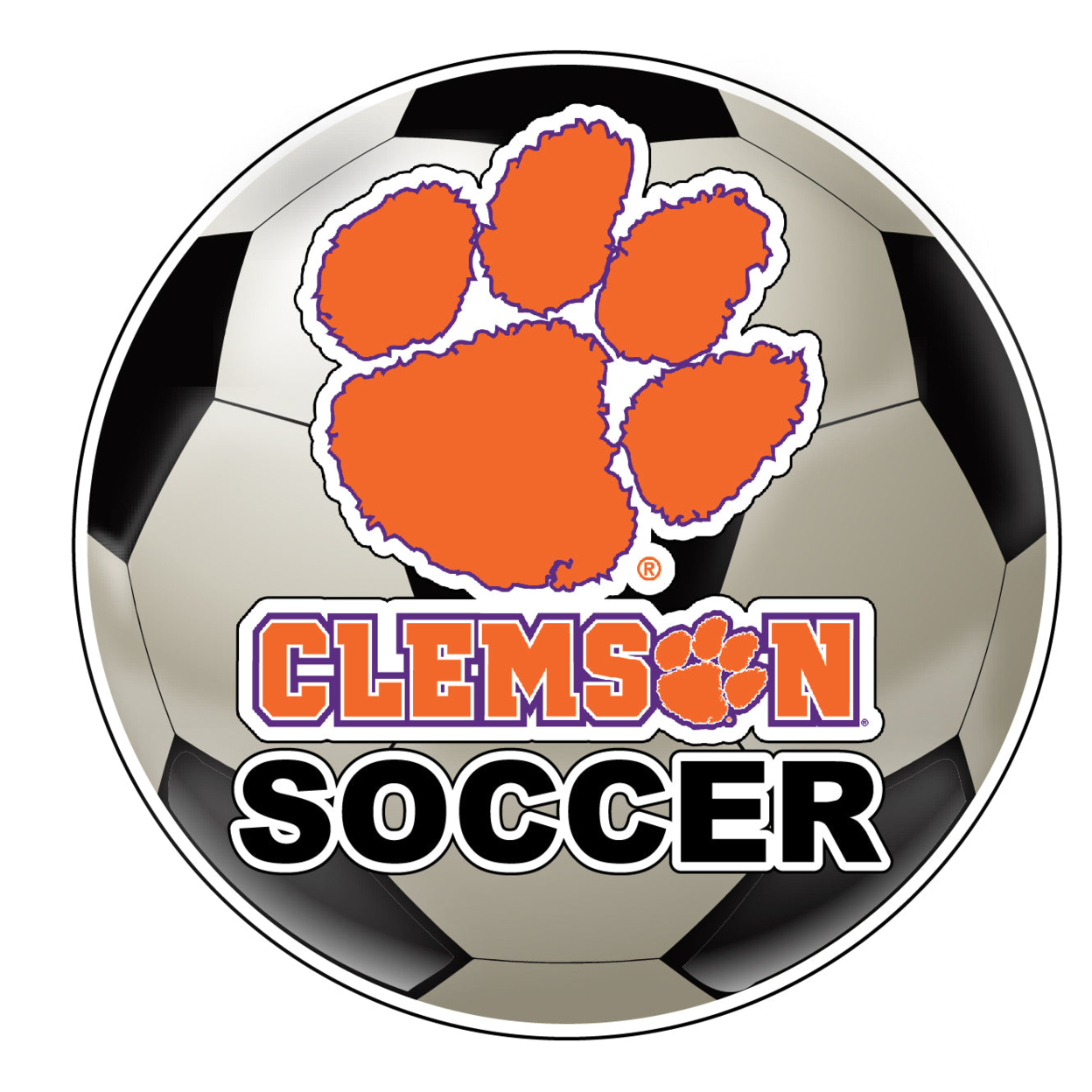 Clemson Tigers 4-Inch Round Soccer Ball Vinyl Decal Sticker