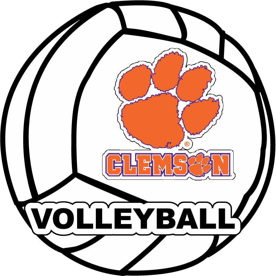 Clemson Tigers 4-Inch Round Volleyball Vinyl Decal Sticker