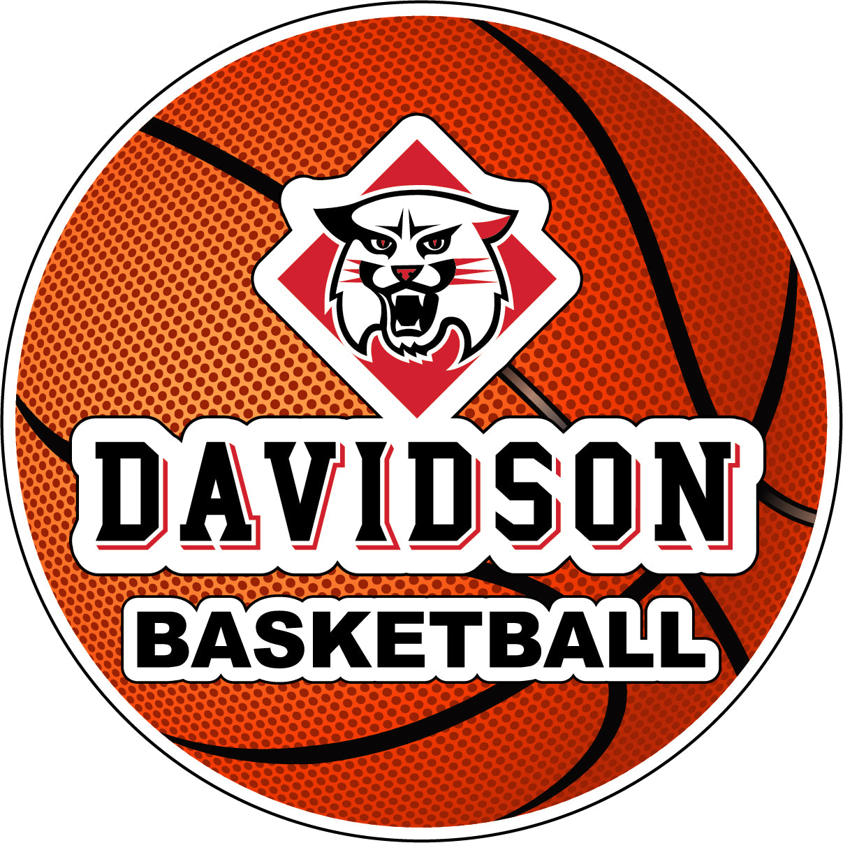 Davidson College 4-Inch Round Basketball Vinyl Decal Sticker