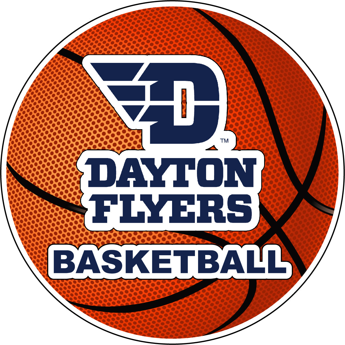 Dayton Flyers 4-Inch Round Basketball Vinyl Decal Sticker