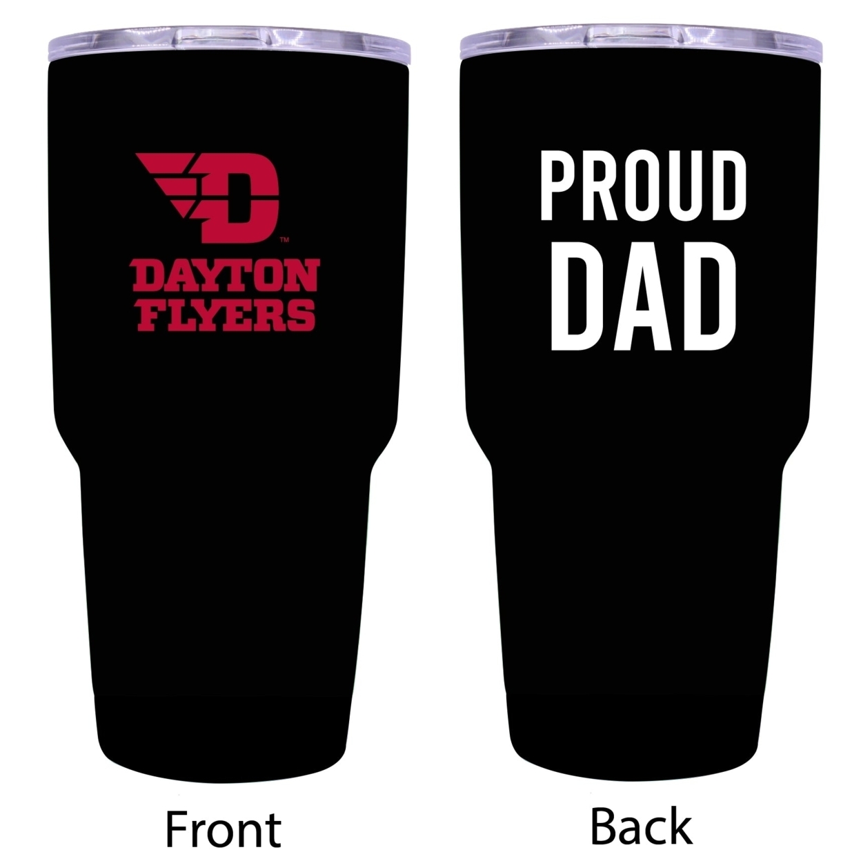 R And R Imports Dayton Flyers Proud Dad 24 Oz Insulated Stainless Steel Tumblers Black.