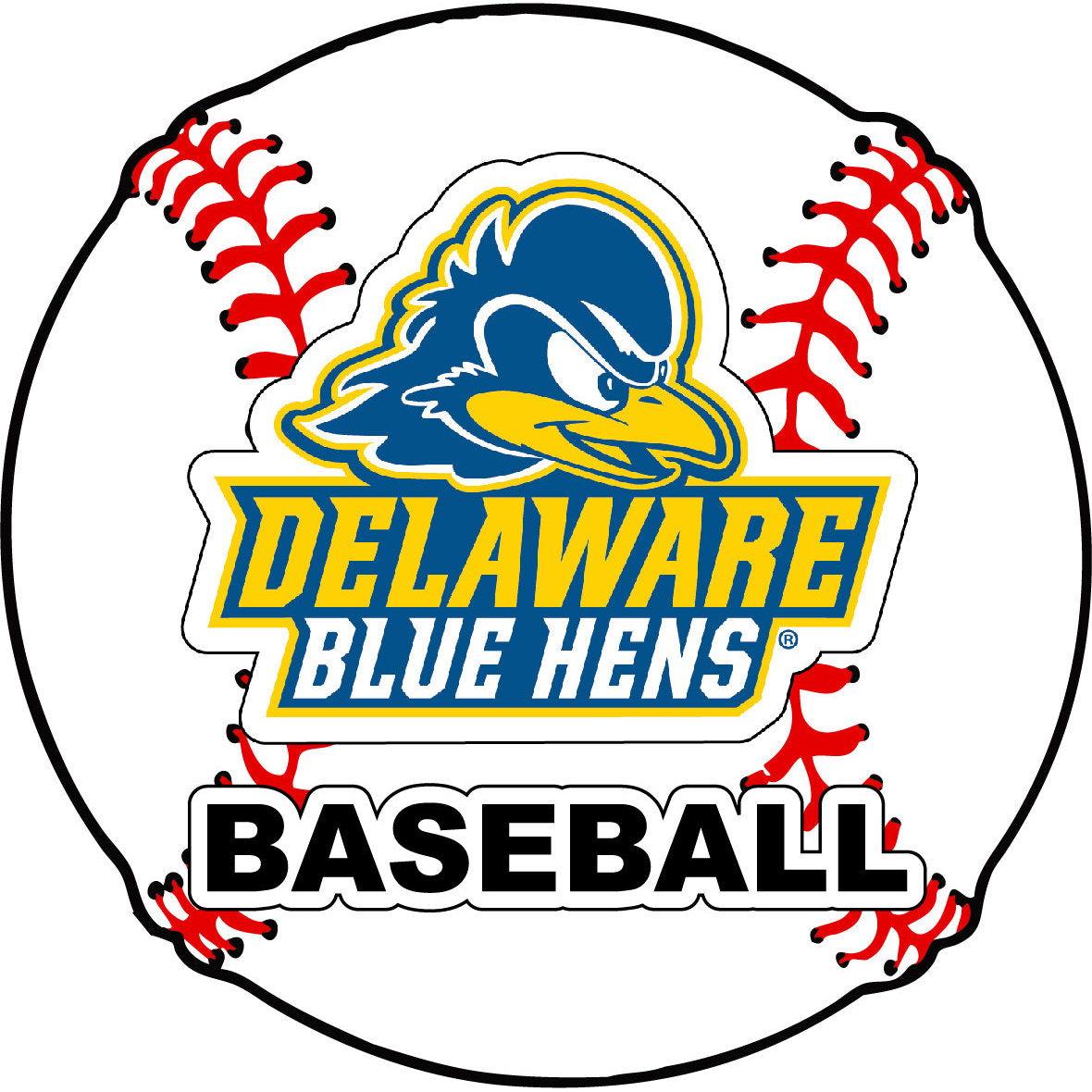Delaware Blue Hens 4-Inch Round Baseball Vinyl Decal Sticker