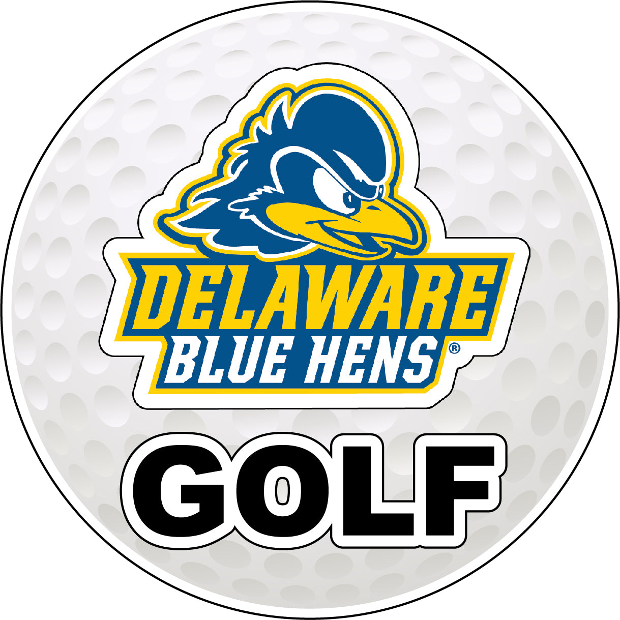 Delaware Blue Hens 4-Inch Round Golf Ball Vinyl Decal Sticker