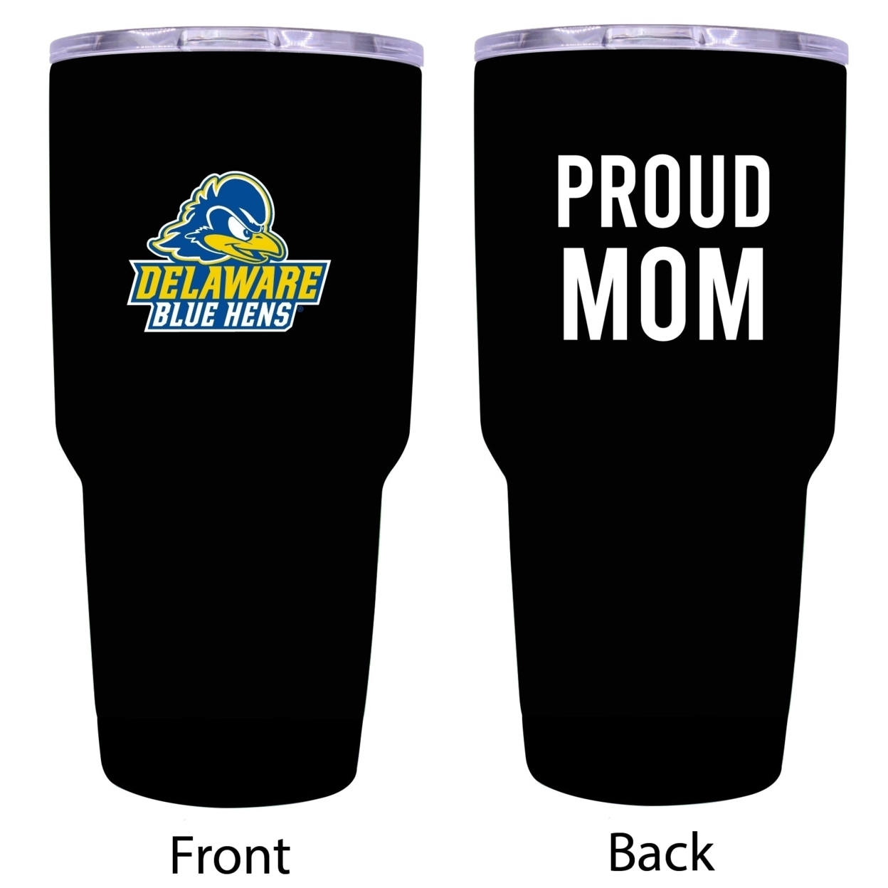 R And R Imports Delaware Blue Hens Proud Mom 24 Oz Insulated Stainless Steel Tumblers Black.